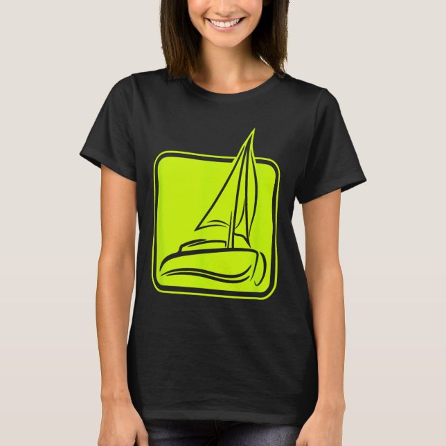 Sailing Logo Symbol Square Sailboat Ship Captain C T-Shirt (Front)