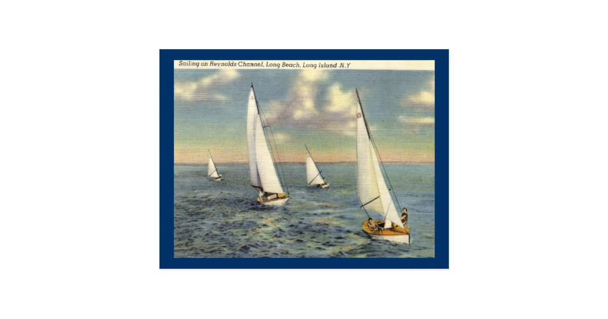 Sailing Long Beach Long Island Vintage Postcard Zazzle Com