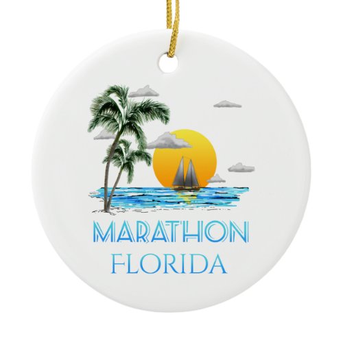 Sailing Marathon Florida Ceramic Ornament