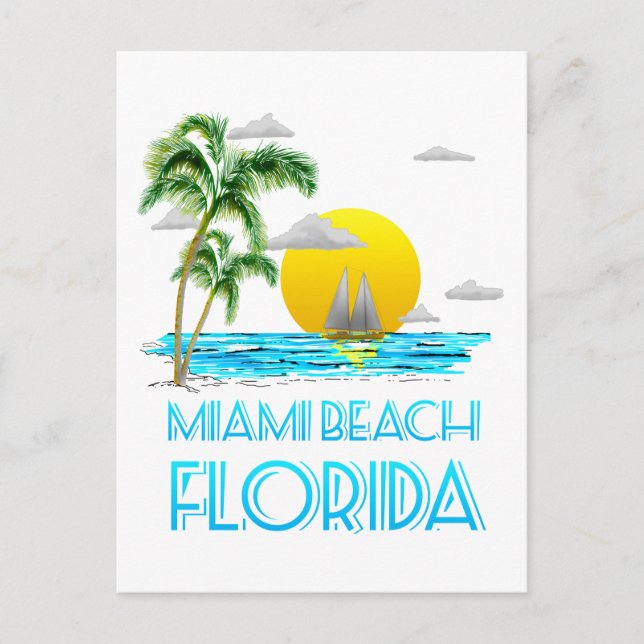 Sailing Miami Beach Florida Postcard (Front)