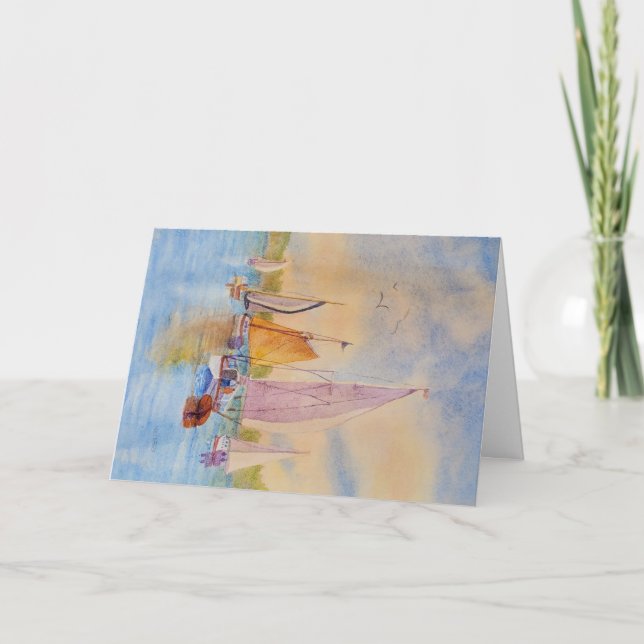 Sailing Mt Desert Is Maine Folded Greeting Card (Front)