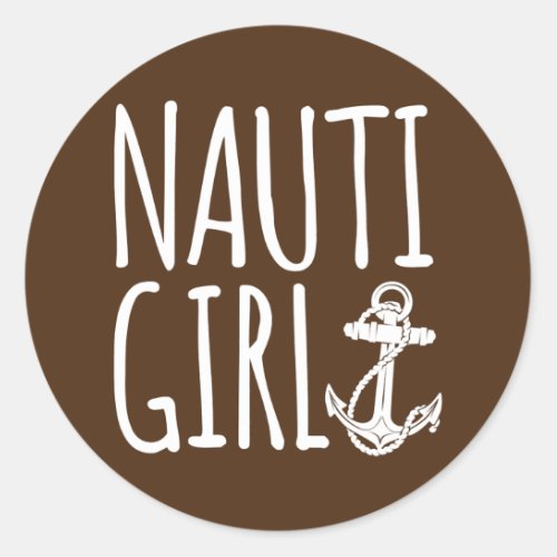 Sailing Nauti Girl Boating  Classic Round Sticker
