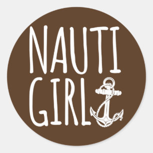 Sailing Nauti Girl Boating Classic Round Sticker