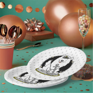 Sailing Nautical American Eskimo Dog Cute Eskie Paper Plates