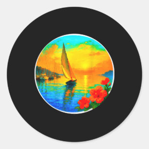 Sailing Nautical Boat Lovers Tee-sunset Cruise Ckp Classic Round Sticker