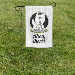 Sailing Nautical Boating American Eskimo Dog Ahoy Garden Flag