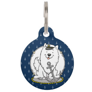 Sailing Nautical Boating American Eskimo Dog Cute Pet ID Tag