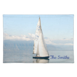 Sailing on a Calm Mirror-like Sea Bay Cloth Placemat