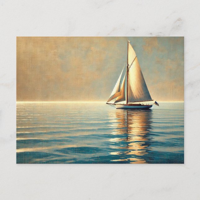 Sailing on a tranquil lake postcard (Front)