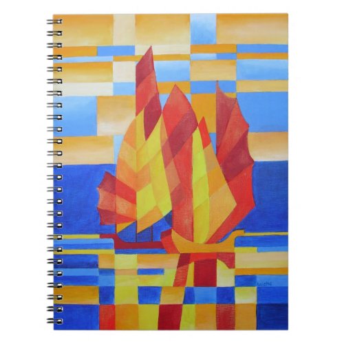 Sailing on the Seven Seas So Blue Cubist Abstract Notebook
