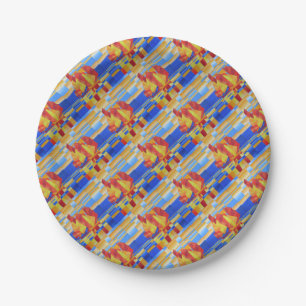 Sailing on the Seven Seas So Blue Cubist Abstract Paper Plates