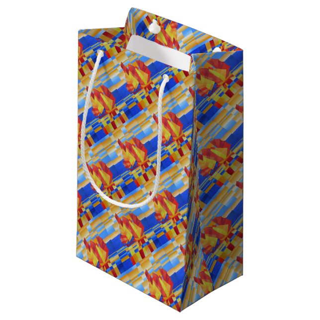 Sailing on the Seven Seas So Blue Cubist Abstract Small Gift Bag (Front Angled)