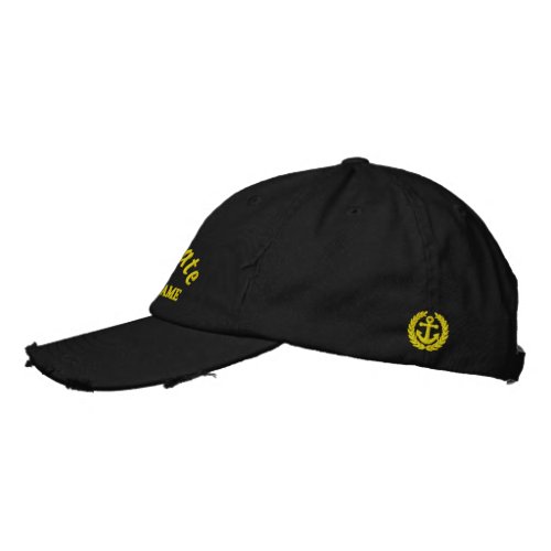 Sailing or boat crew first mate with anchor motif embroidered baseball cap