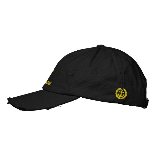 Sailing or boat crew with anchor motif embroidered baseball cap (Left)