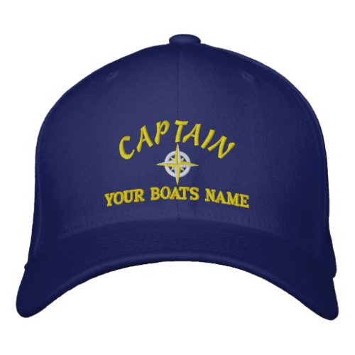 Sailing or yacht captain with ships compass embroidered baseball cap