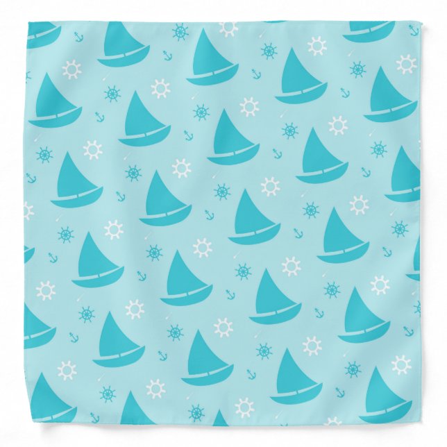 Sailing Pattern | Blue Summer Bandana (Front)