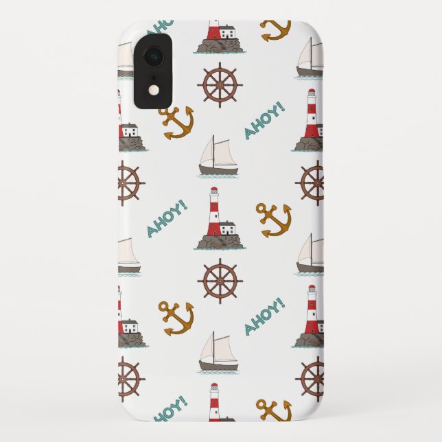 Sailing Pattern Color on White Case-Mate iPhone Case (Back)