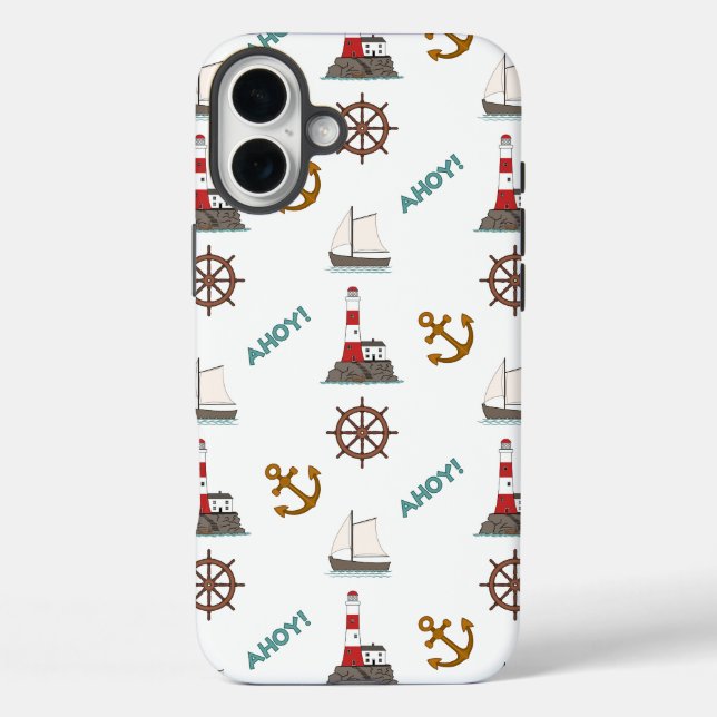 Sailing Pattern Color on White Case-Mate iPhone Case (Back)