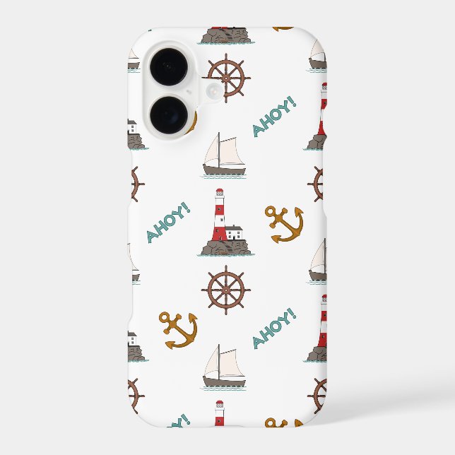 Sailing Pattern Color on White Iphone Case (Back)