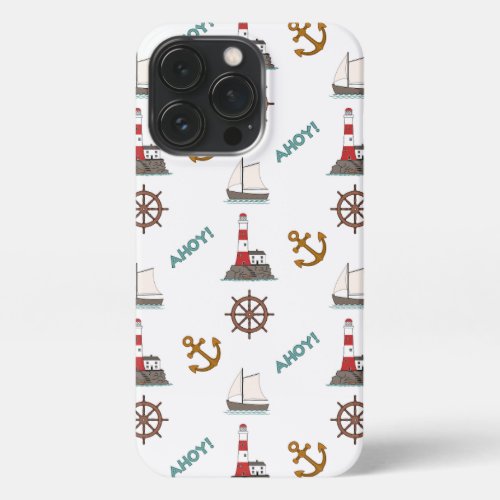 Sailing Pattern Color on White iPhone 13 Pro Case