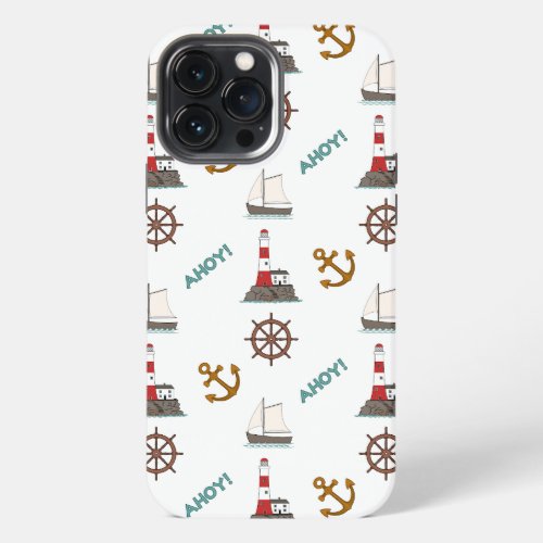 Sailing Pattern Color on White iPhone 13 Pro Max Case