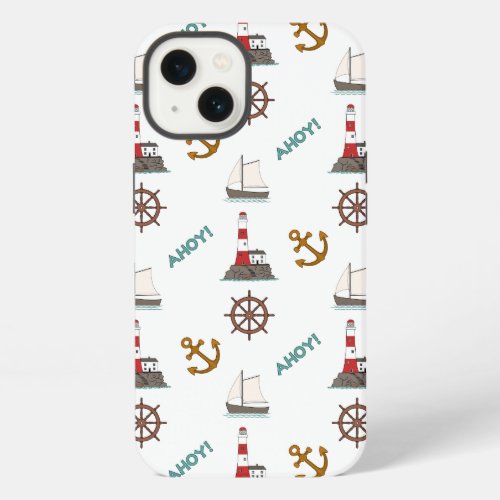 Sailing Pattern Color on White iPhone 13 Case