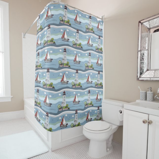Sailing Pattern shower curtain (In Situ)