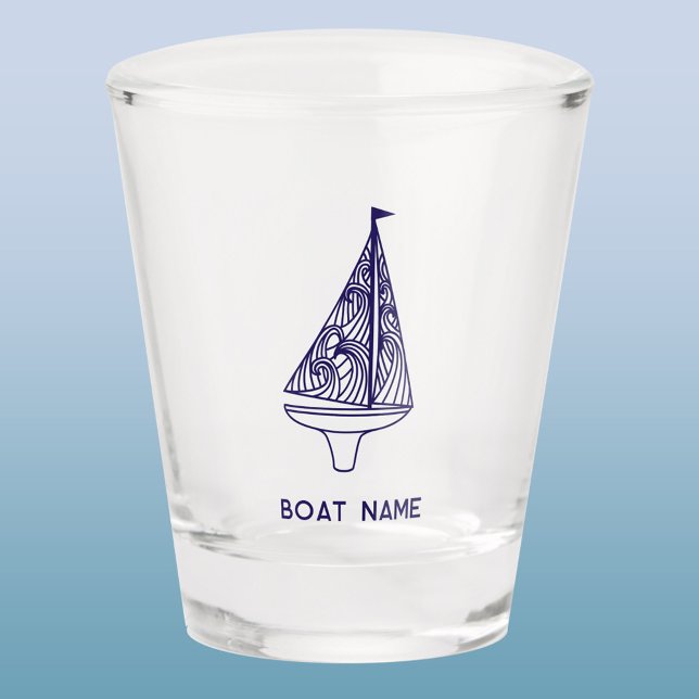 Sailing Personalized Boat Name Shot Glass (Personalized boat or captain name yachting sailing shot glass)