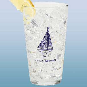 Sailing Personalized Captain Name Glass