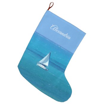 Sailing Personalized Large Christmas Stocking by h2oWater at Zazzle