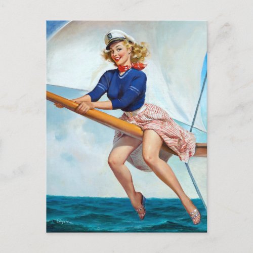 Sailing Pin Up Postcard