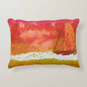 Sailing Red Skies Accent Pillow