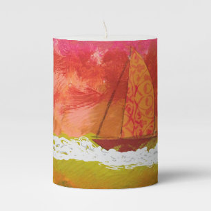 Sailing Red Skies Pillar Candle