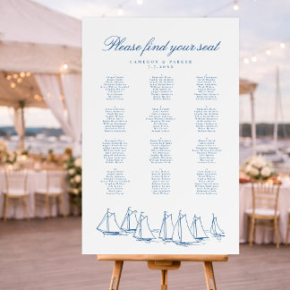 Sailing Regatta Yacht Club Wedding Seating Chart Foam Board