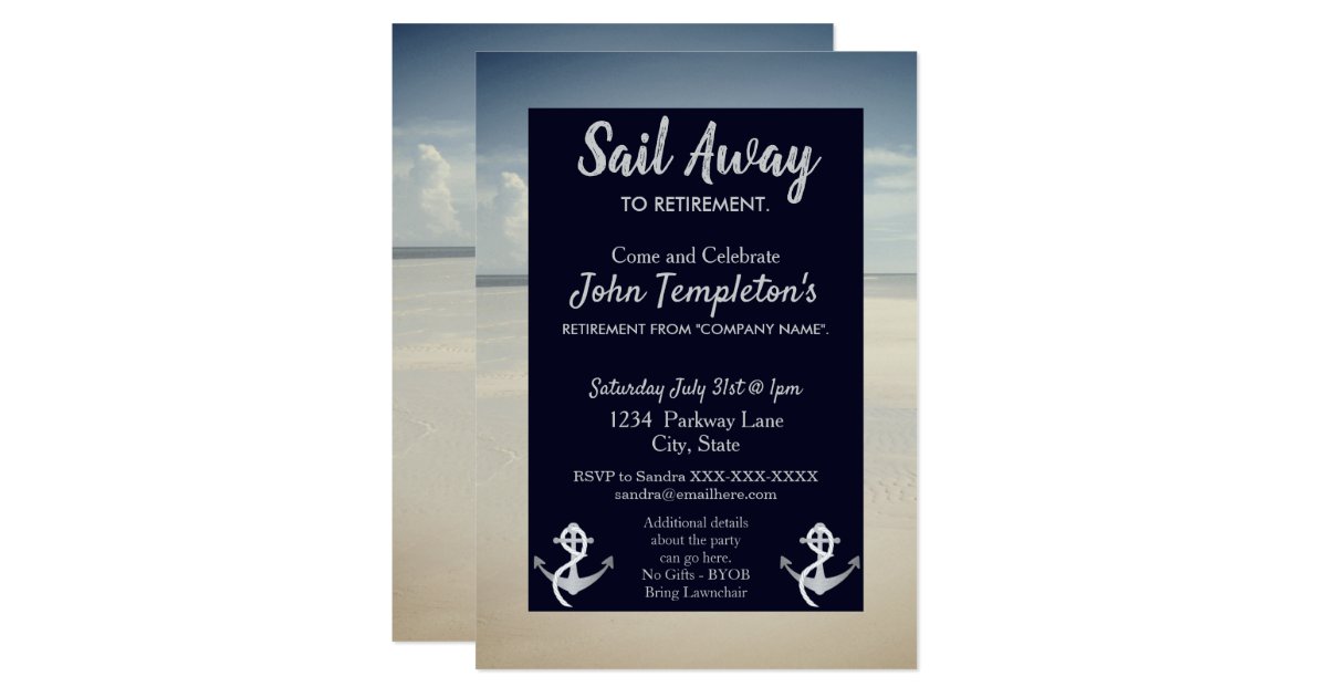 Sailing Retirement Party Invitations Sail Away
