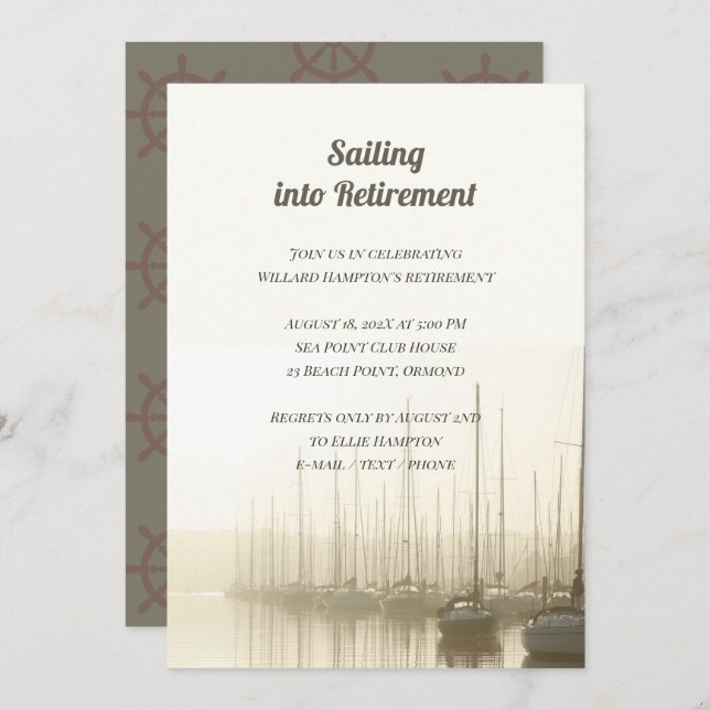 Sailing Retirement Theme  Invitation (Front/Back)