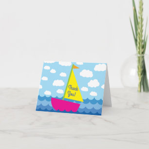 Sailing Sail Boat Cute Spring 1st Birthday Party Card