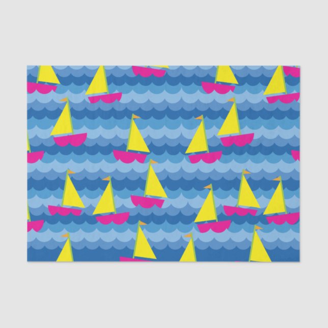 Sailing Sail Boat Cute Spring 1st Birthday Party Tissue Paper (Front)