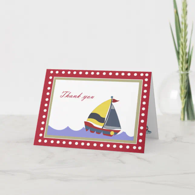 Sailing Sail Boat Thank you Note Cards | Zazzle