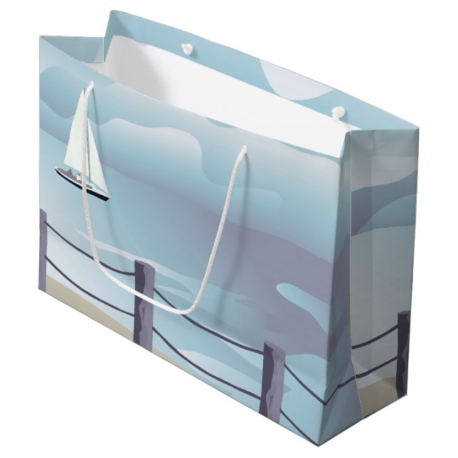 Sailing Sailboat Aqua Ocean Lg Gift Bag (Front Angled)