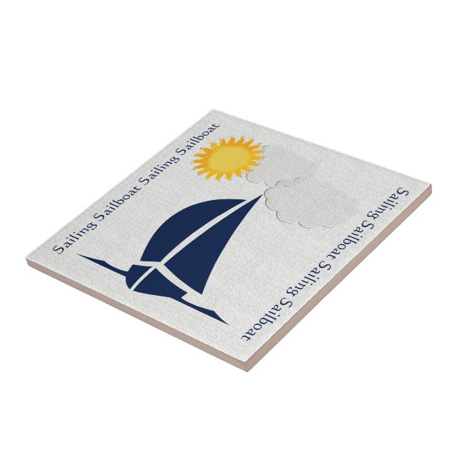 Sailing Sailboat Ceramic Tile (Side)