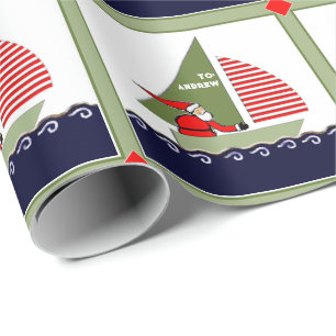 Sailing Sailboat Christmas Holiday Wrapping Paper