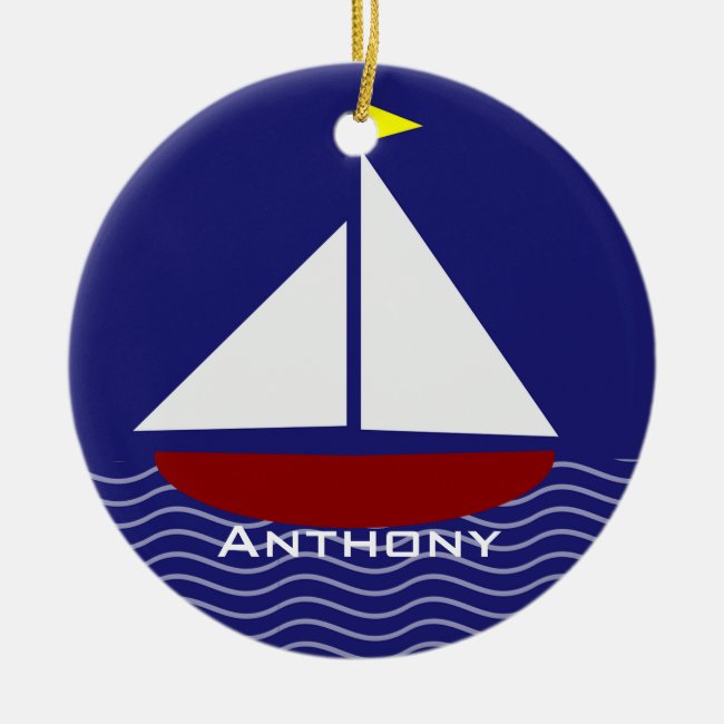 Sailing, Sailboat Design Ceramic Ornament