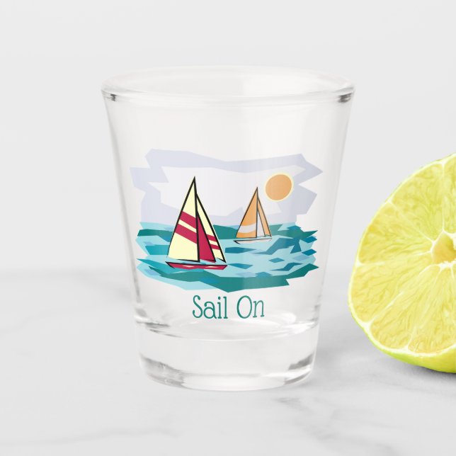 Sailing Sailboat Design Shot Glass (Front)
