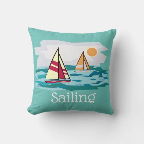 Sailing Sailboat Design Throw Pillow