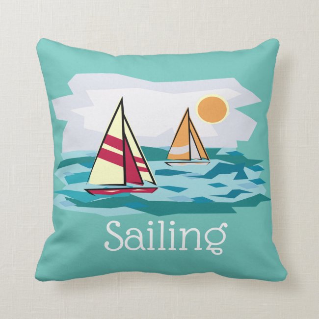 Sailing Sailboat Design Throw Pillow