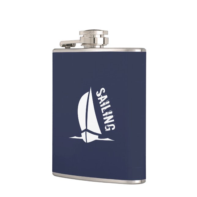 Sailing Sailboat Navy Flask (Left)