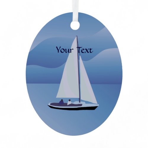 Sailing Sailboat Oval Metal Ornament