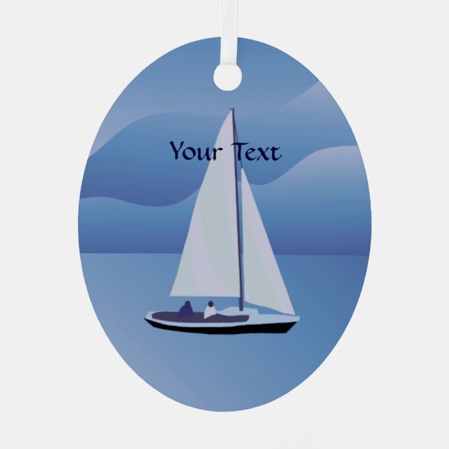 Sailing Sailboat Oval Metal Ornament (Front)