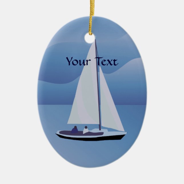 Sailing Sailboat Oval Ornament (Front)